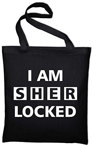 STYLETEX23 I Am Sherlocked Sherlock Holmes Jutebeutel Baumwolltasche, schwarz