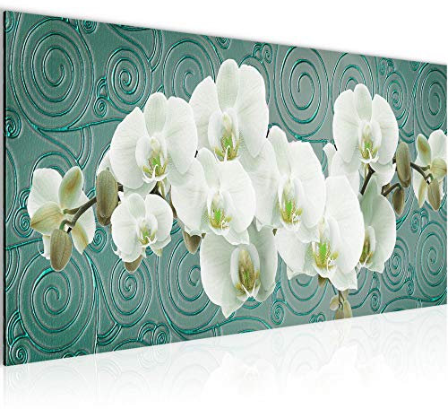 Runa Art Quadri Moderni Orchidea Fiori Tela Non Tessuta Soggiorno Corridoio Astratto Turchese Bianco 204112b