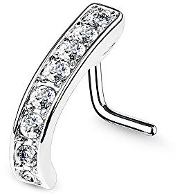 eeddoo Nasen-Piercing Stecker Kristall Silber Edelstahl
