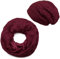 styleBREAKER Strick Loop Schal und Beanie Mütze Set mit Flecht Muster, Fleece Innenfutter, Winter, Unisex 01018211, Farbe:Bordeaux-Violett