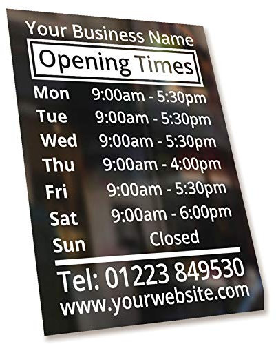 Shop Window Opening Hours Times Customised Personalised Vinyl Decal Sticker Sign