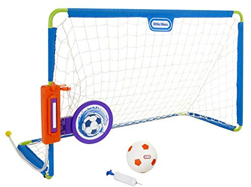 little tikes 2-in-1-Fußball-Set - Spielset für draußen mit Wasserspritzfunktion, eingebauter Zielscheibe und Ball - Montage erforderlich - für Kinder ab 3 Jahren