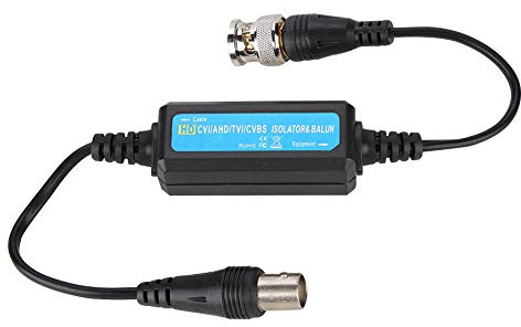 DAUERHAFT Isolatore Loop di Terra, HD-TVI/CVI/AHD/CVBS, Video Balun, coassiale, BNC Maschio a Femmina, con Mini Cavo su Entrambi i Lati, 60 Db di diafonia e immunità al Rumore, per Telecamera