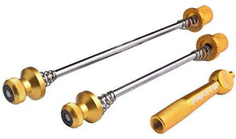 PLATT Fahrrad Schnellspanner,Vorder und Hinterrad Schnellspannset,Schnellspannachsen für Rennrad/Mountainbike,(Gold /1Paar)