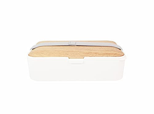 Birambeau - Ustensiles de Cuisine - Lunch Box - 1 Compartiment - sans BPA - Zéro Déchet - 600ml - Couverts Inclus, Crème,blanc