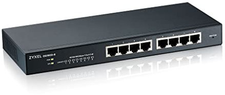 Zyxel 8-Port Gigabit Switch | Smart-Managed | Desktop/Wallmount | Fanless | VLAN, IGMP, QoS | [GS1900-8]