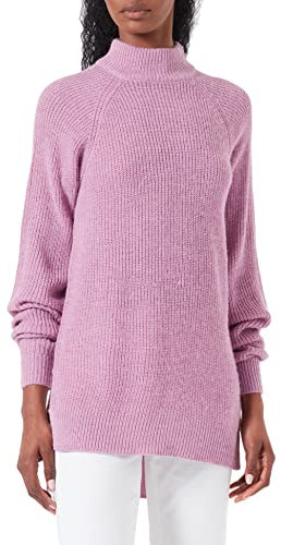 ICHI IHMARAT T Label Damen Strickpullover Rippstrickpullover mit Stehkragen Slim-Fit, Größe:L, Farbe:Smoky Grape (163110)
