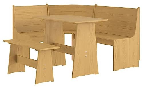 vidaXL Essgruppe 3-TLG. Tischgruppe Sitzgruppe Esszimmergarnitur Tischset Eckbank Esszimmertisch Eckbankgruppe Honigbraun Massivholz Kiefer