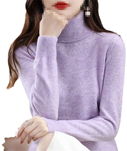 Ruereuu Suéter de cachemira para mujer, cuello alto, con hilo, manga larga, de punto, recortado