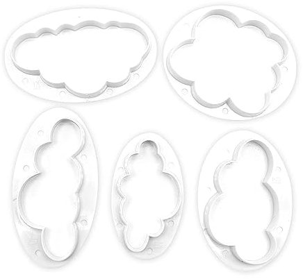 Jagowa 5-teiliges Wolken-Ausstechformen-Set, Kuchendekoration, Backzubehör mit Fondant-Prägewerkzeug für selbstgemachte Bastelarbeiten