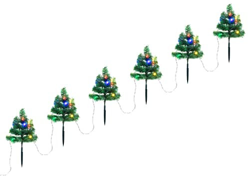 vidaXL 6X Árboles de Navidad para Caminos Leds Adorno Decoración Exterior Luces Jardín Iluminación Festival Fiesta PVC Multicolor 45 cm