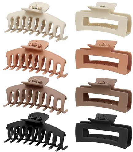 Kavya 8 Pièces Pince Cheveux Femme Grande, Antidérapantes Pinces à Cheveux pour Femmes Griffe 11cm Rectangulaire Hair Claw Clip pour Convient Cheveux Epais et Fins Accessoires Cheveux Femme Filles