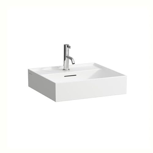LAUFEN Kartell Waschtisch unterbaufähig, ohne Hahnloch, mit Überlauf, 500x460mm, H810332A001091, Farbe: Weiß mit LCC Active