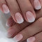 Faux Ongles Court MouyouGlow,Carré Nude Rose Gradient Blanc Press on Nails avec Colle à Ongles,Pink Dégradé White Acryl Fake Nails