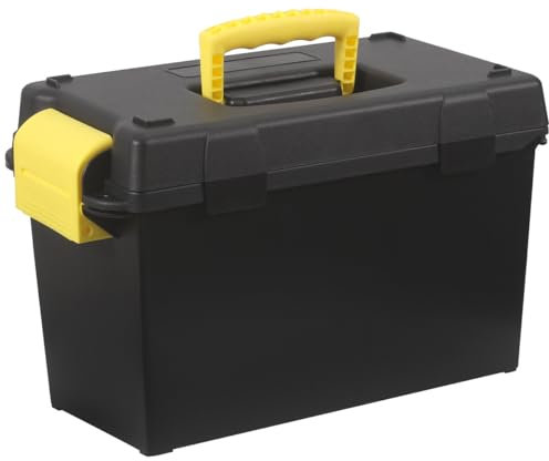 Prothens Munitionsbox Kunststoff Angehängte Partition Abnehmbare Abdeckung Stapelbar Aufbewahrung Munitionskiste Einklappbarem Tragegriff,Abschließbar,Schwarz-38.78 * 22.3 * 24.6cm