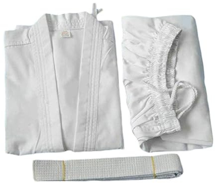 IQOAIJ Costume de karaté blanc en Poly/coton, gi pour étudiants, uniformes de karaté pour garçons et filles, kimono pour enfants, ceinture blanche gratuite