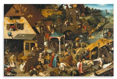 BACION Pieter Bruegel The Elder Ölgemälde-Reproduktion, Netherlandish Proverbs Poster, Dekoratives Gemälde, Leinwand, Wandkunst, Wohnzimmer, Schlafzimmer, Gemälde