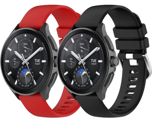 Yikamosi Compatible avec Xiaomi Watch 2 Pro Bracelets pour Femmes et Hommes,libération Rapide Silicone Souple Fermoir en acier inoxydable Remplacement Bracelet pour Xiaomi Watch 2 Pro,Rouge+Noir