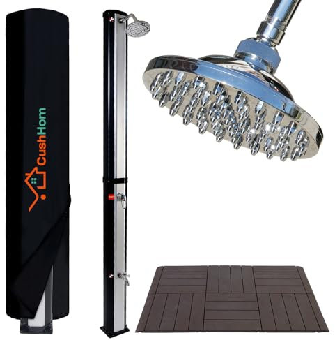 CCLIFE Solardusche 40L mit Kunststoffboden und Handbrause Solar Gartendusche Pooldusche Regendusche Außendusche Garten Brause warmes Wasser
