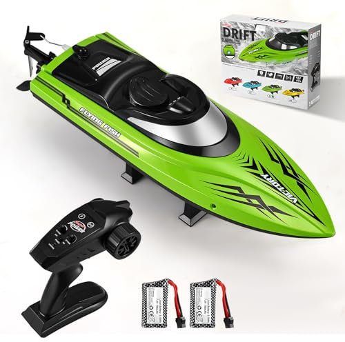 SenDeluz RC Boat, 2.4Ghz Remote Control Boat 25KM/H Self Righting Racing Boats Outdoor Radio Controlled Watercraft with Low Battery Alarm Rechargeable Battery Fast RC Boat for Pools and Lakes