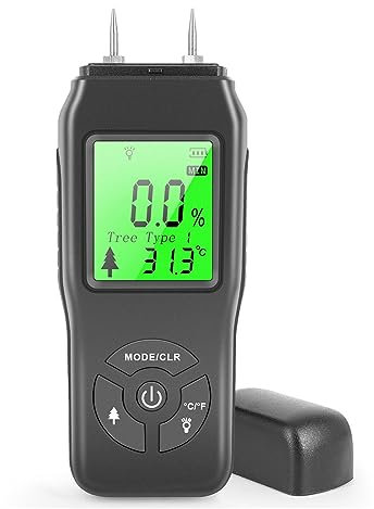 Feuchtemesser Holzfeuchtemessgerät, 2 Pins, professionelles 0–75% Holzhygrometer, tragbares Werkzeug, LCD-Display, Holzfeuchtigkeitsdetektor