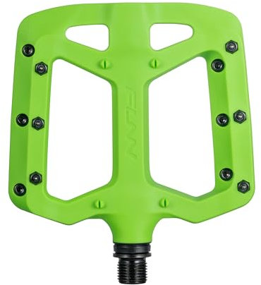 Funn Taipan Fahrradpedale aus glasfaserverstärktem Thermoplast mit 9/16-Zoll CrMo-Achsen und schienbeinfreundlichen Pins für MTB/BMX/Urban/Gravel Riding (Grün)