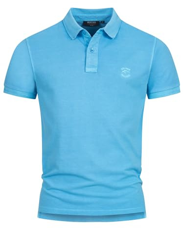 Indicode Herren INJorah Poloshirt aus 100% Baumwolle | Herrenpoloshirt Polokragen Baumwollshirt Alaska Blue, XL