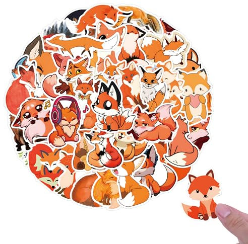 60 Stück Fuchs Sticker,Füchs Aufkleber,Animal Sticker Fuchs,Wasserdicht Vinyl Aufkleber,Füchs Aufkleber für Kinder Jugendliche Erwachsene Jungen Sticker Aesthetic für Scrapbook Skateboard Auto Gepäck
