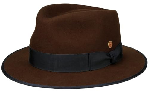 Mayser Juliens Wollfilz Traveller Hut UV-Schutz knautschbar Made in EU Damen und Herren Herbst Winter Dunkelbraun L (58-59 cm)