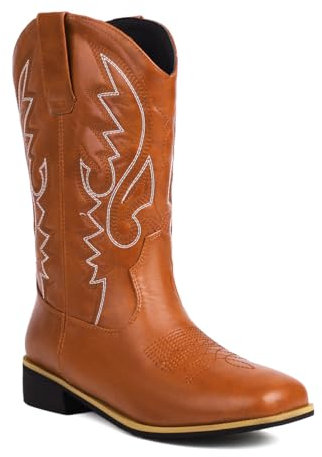 BAISOILIHA Embroidered Square Toe Stivali da cowboy per uomo Donna Durable Moda Retrò Classico Western Choice Stivali Corti For Primavera Autunno giallo Numero 35