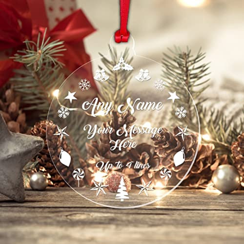 Shamsco Personalised Christmas Bauble Any Name Any Text Custom Xmas Tree Decoration Gift