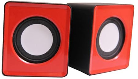 BaotyJie Mini Système de Haut-parleurs élégant pour Ordinateurs Portables et PC avec Contrôle du Volume Réglable, Rouge