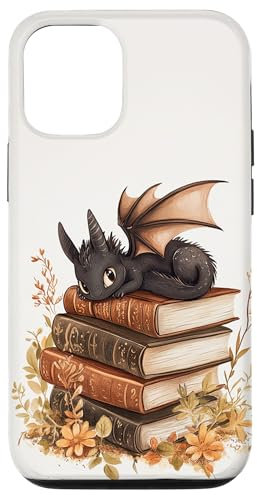 iPhone 14 Pro Dragon Books Cottagecore Flower Bookworm Book Lover Case