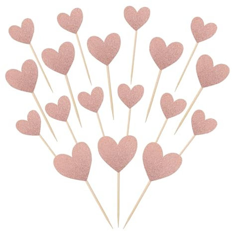 30 Stück Liebe Herz Cupcake Toppers Glitzer Gemischte Größe Verlobung Tortendeko Hochzeit Kuchen Deko für Jahrestag Braut Party Geburtstag Valentinstag Party Kuchen Dekorationen Rosegold