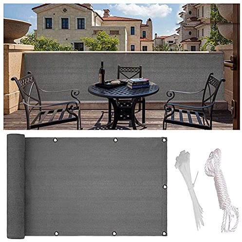 Sichtschutzzaun Gitter für Balkon Garten Abdeckung - Multifunktionshöhe 0,6/0,7/0,8/0,9/1M Grau inkl. Kabelbinder Seile 1x9m