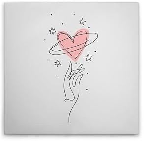 A.S. Création Leinwandbild Oneliner Herzen mit Hand - Wandbild in Weiss, Rosa - 60 x 60 cm - DD132698