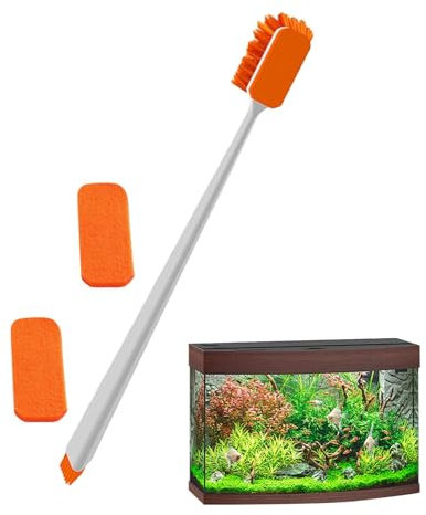 Reinigungswerkzeuge für Aquarien, Aquariumbürste,Schwamm-Scrubber-Reiniger, Algen-Reinigungsbürste für Aquarien | Aquariumbürsten mit zwei Ersatz-Baumwoll-Bürsten, rutschfestes, effektives Glastank-Re