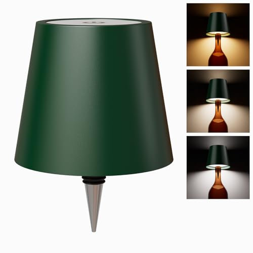 WOKWOYIO Wireless Bottle Lamp， Wireless Lamps Rechargable, Touch Control Stepless Dimming 3 Color Temperatures Bottle Lamp Kit Lampshade for Bar,Restaurant，Room Decor