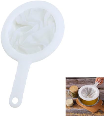 1pcs Plastic Nylon Fine Mesh Strainer,200 Mesh Fine Mesh Food Grade PP Strainer Ultra-Fine Nylon Mesh Sieve Mesh Colander with Non Slip Handle for Coffee Jam Fruits Vegetable Straining Set Strainer