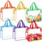 WWmily 6 Pack Zipper Toy Storage Bags with Handles 11.8x8.6x3.9 Inch Clear Storage Bags PVC Waterproof Toiletry Bags Toy Organizing Bags for Building Blocks Puzzle (6 Colors)