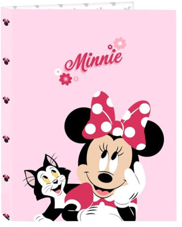 Safta Minnie Mouse NAIVE Ordner mit 4 Ringen, ideal für Kinder verschiedener Altersgruppen, bequem und vielseitig, Qualität und Widerstandsfähigkeit, 26,5 x 33 cm