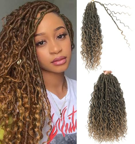 Goddess Locs Lot de 7 extensions de cheveux au crochet 45,7 cm Boho Goddess Faux Locs Crochet pré-bouclés Boho Soft Locs Extensions de cheveux synthétiques pour femme (T/27#, 45 cm)