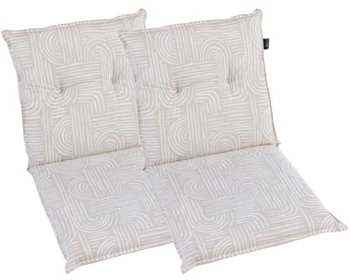 BURI 2X Gartenstuhlauflagen Niedriglehner 92,5x47cm I extra 8cm Dicke Komfort Sitzauflagen I Made in Europe I Stuhlauflagen für Niederlehner Gartenstuhl I Polster für Gartenmöbel I Beige