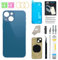 Rückglas-Ersatz für iPhone 13 mit Repir-Werkzeugen, großes Loch, hintere Abdeckung, Glas, Ersatz, alle Träger mit vorinstalliertem Kleber und Reparaturwerkzeug-Kits (blau)