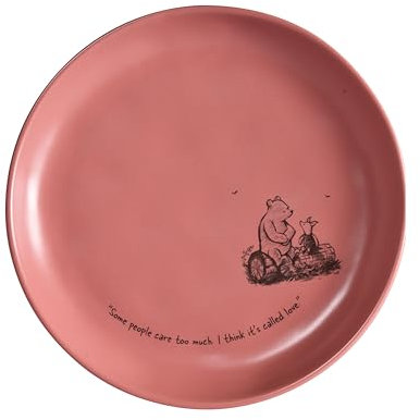 Fyrklövern Piatto da torta Disney Winnie the Pooh, 20 cm, in gres porcellanato di alta qualità con Winnie Pooh, con citazioni originali e tocco fatto a mano (rosso)