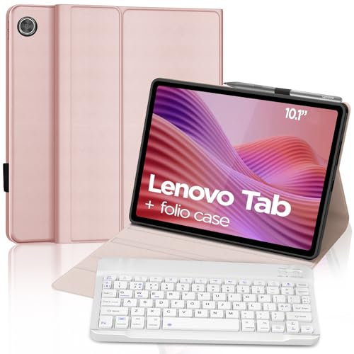FOGARI Case Keyboard for Lenovo Tab 10.1 Inch 2025/Tab K10 2nd Generation,Detachable Bluetooth UK Version Keyboard for Lenovo Tab 10.1 Inch 2025 TB-311FU/311XU, Pink