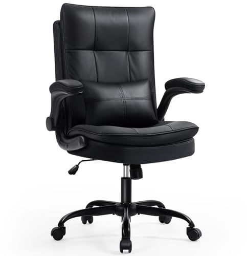 Asukale Bürostuhl Ergonomisch [TESTSIEGER] Schreibtischstuhl | Kratzfeste Leder & Hohe Rückenlehne | Höhenverstellbar & Wippfunktion | Chefsessel 150 Kg | Drehstuhl Mit Rollen | PC Stuhl Schwarz
