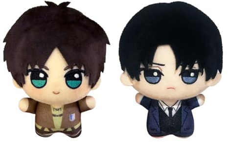 Anjinguang Eren Jaeger Plüschfigur Anime weiches Levi Plüschkissen 10 cm Mini-Anhänger Cartoon gefüllte Figur Taschenanhänger Dekoration Geschenke