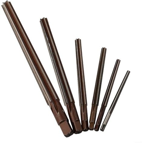 Set di 6 alesatori manuali in lega di acciaio HSS, 1:50 gradi conici per utensili CNC, fresatura, codolo conico, alesatore, 3/32 a 25/64 (3-10 mm)