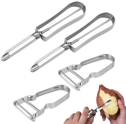 4 Pcs Kitchen Peelers for Easy Peeling, Veg Peeler, Safe Swivel Cutters, Swivel Potato and Fruit Vegetable for Home Cooks and Meal Prep,and for Fruit Carrot Eggplant Cucumber
